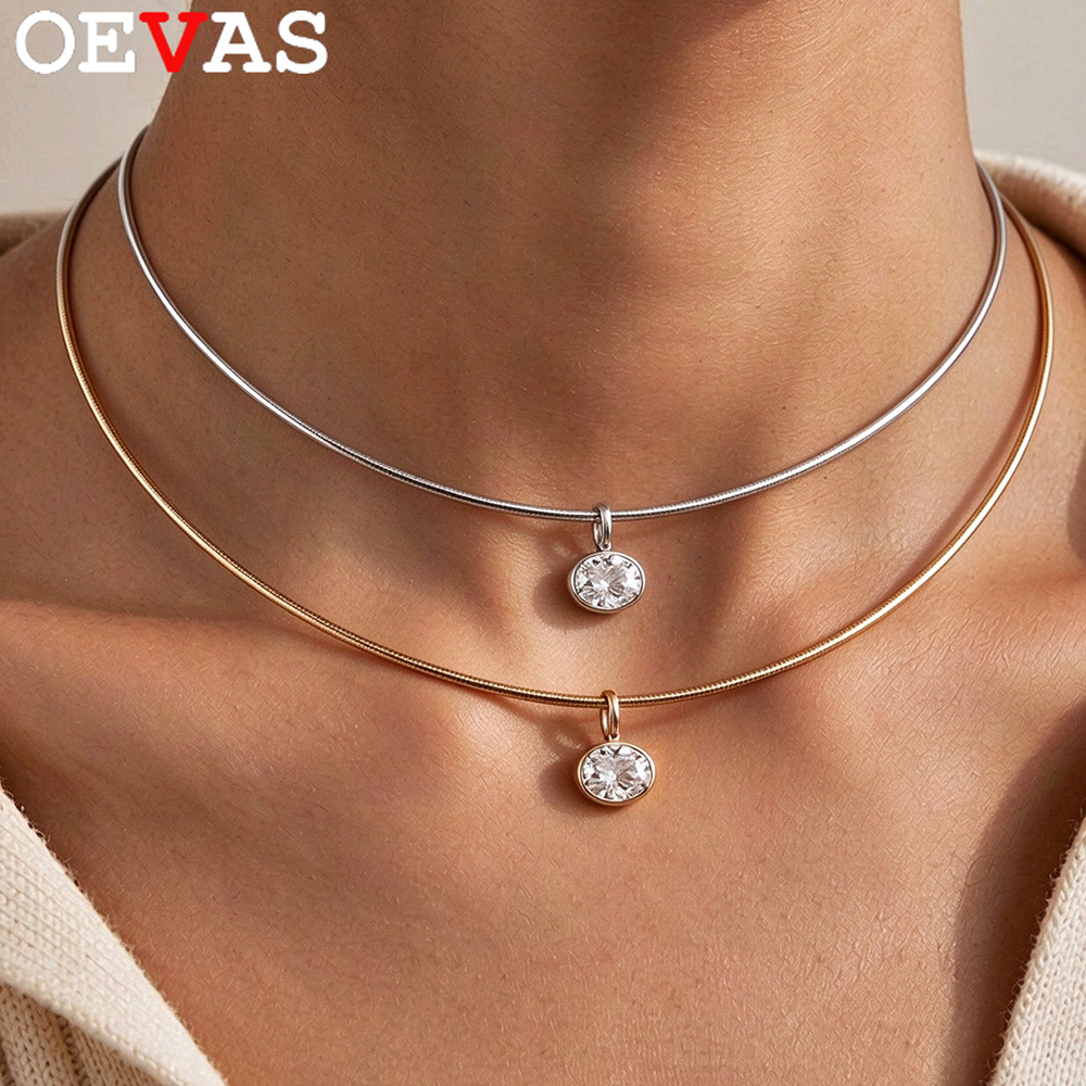 Bezels Set Pendant - OEVAS 2～4カラット イーストウエスト オーバルカット モアッサナイト ネックレス